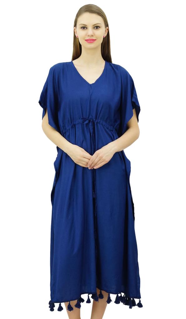 Bimba Женский длинный макси кимоно кафтан вискозный ночной халат с кисточками и завязками