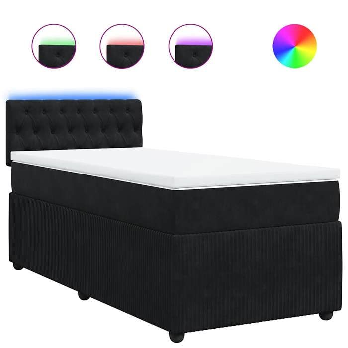Maison Exclusive - Sommier à lattes de lit avec matelas Noir 100x200 cm Velours