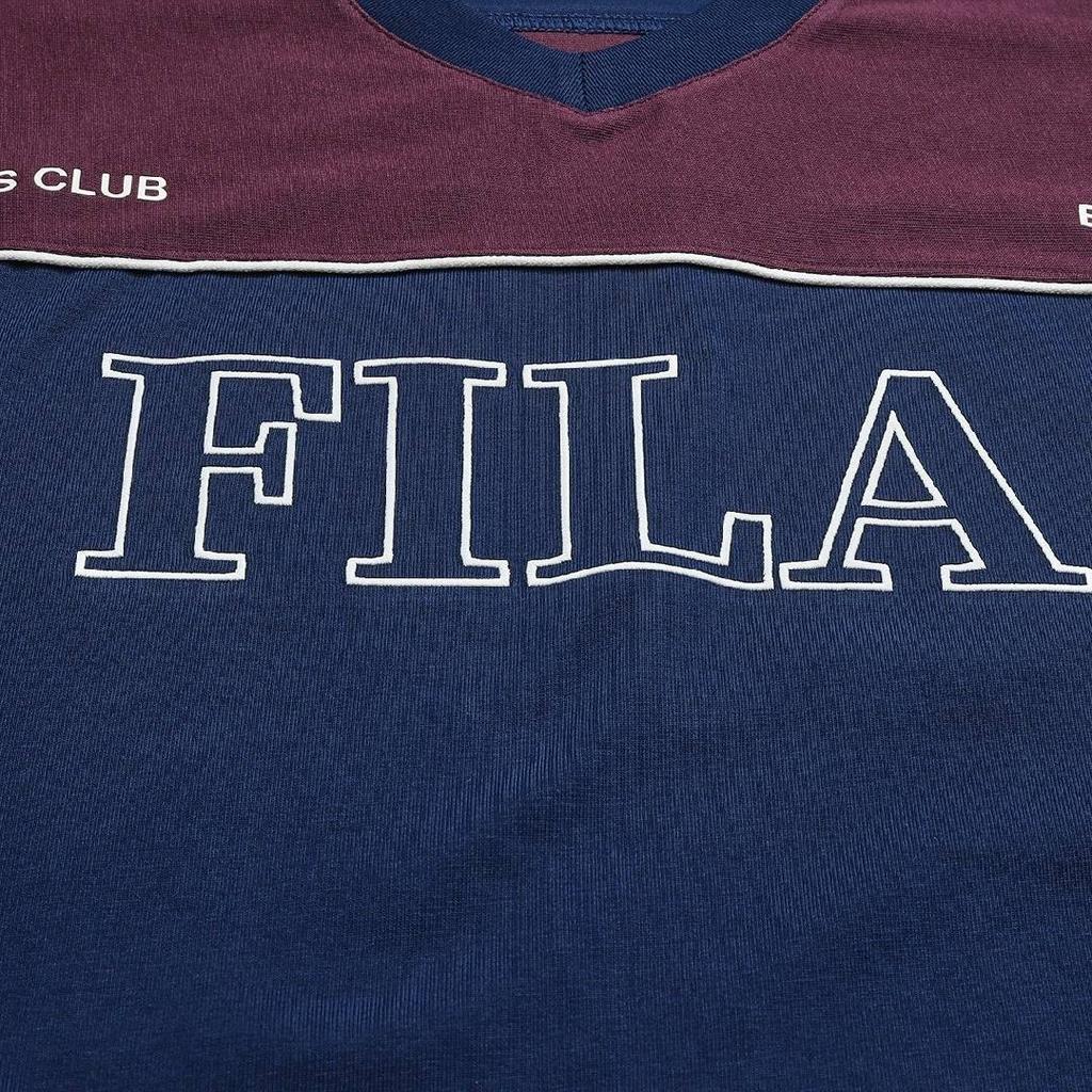 Fila Оригинальная мужская футболка с V-образным вырезом, свободная, с коротким рукавом, топ F11M619103F-NV