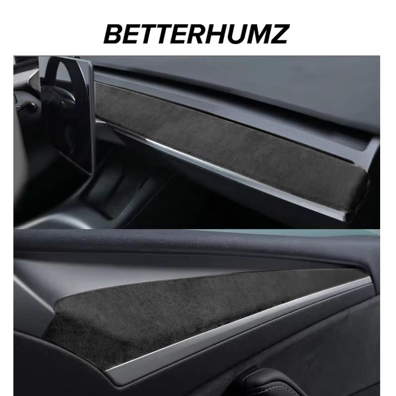 Betterhumz Для Tesla Model 3 Y Наклейка на панель приборов автомобиля, накладка на дверь из Алькантары, аксессуары для тюнинга