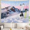 Alpine Ski Resort Tapestry Snowy Mountain Cabin With Ski Lift Print Wall Hanging Ideal For Winter Sports Lovers Bedroom Decor