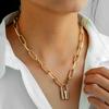 Simple Love Lock Pendant Alloy Chain Unisex Necklace Party Jewelry Couple Gift