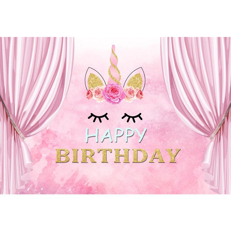 Розовый единорог детский фон на день рождения баннер с днем ​​рождения фон для вечеринки