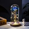 Solid wood bottom gold foil rose glass cover Qixi Festival Valentine's Day gift practical ornament creative souvenir