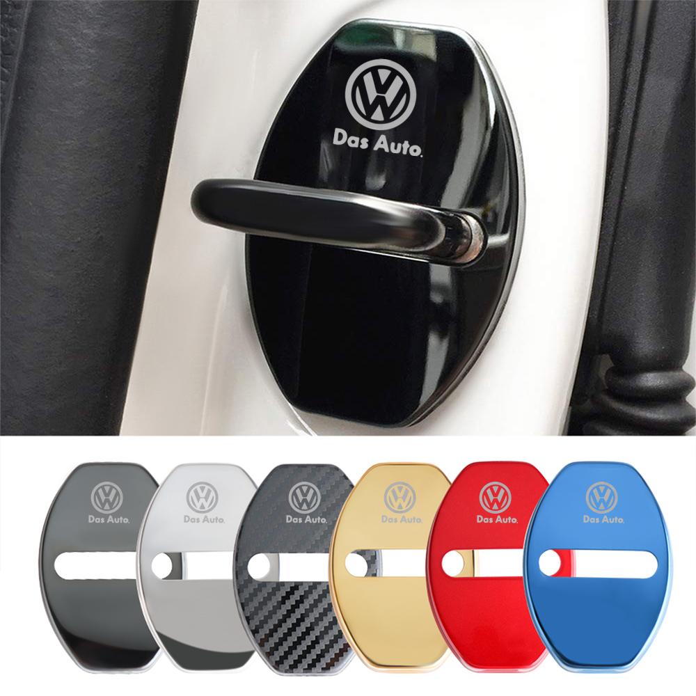 ADMVN1 Car Styling 3D Car Door Lock Cover Protective Decoration Sticker For Volkswagen GTI Golf Polo Passat VW Tiguan T-ROC Jetta Taigo