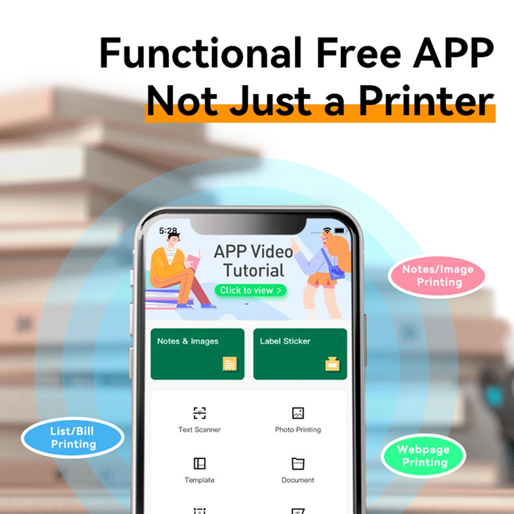 PeriPage A4 Бумажный принтер Беспроводной принтер с прямой термопереносом Мобильный мини-мобильный фотопринтер 210 мм