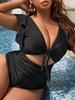 2025 Black Verge Push Up Plus Size Swimwear Women Hollow Push Up One Piece Swimsuit Backless Summer Big Bathing Suit