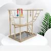 New Bird Training Stand with Toys - Solid Wood Interactive Parrot Playground