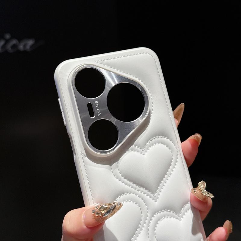 Милый простой чехол-книжка из кожи с узором в виде сердца для Huawei Pura 80 70 Pro Plus Ultra, задняя крышка с защитой линз всех камер
