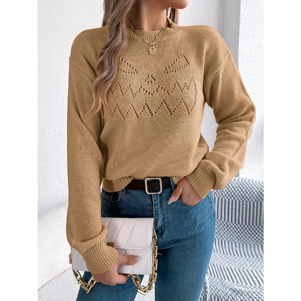 Женский вязаный свитер - Однотонный пуловер с рукавами-фонариками на шнуровке, Хэллоуин, женский топ