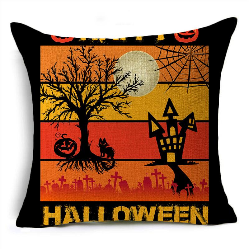 Модный классический оранжевый Хэллоуин, лунная ночь, летучая мышь, призрак, льняная наволочка, декоративная наволочка для дивана, гостиной, вечеринки