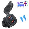 Автомобильное зарядное гнездо 12 В/24 В, два порта USB PD и QC3.0 Type-C, водонепроницаемое, со светодиодом, быстрая зарядка, автомобильный мото-адаптер мощностью 78 Вт/66 Вт
