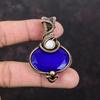 Кулон с граненым синим сапфиром, медная проволока, кулон с драгоценным камнем, кулон ручной работы с радужным лунным камнем, чудесный медный ювелирный подарок для мамы