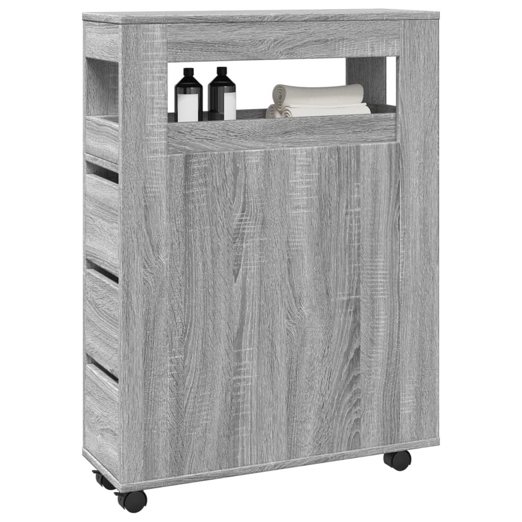 Narrow Bathroom Cabinet with Casters Gray Sonoma Particleboard
