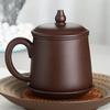 Junlixuan Zisha Cup Set, Yixing Handmade Tea Cups with Filter, Tea-Water Separation Four-Piece Gift Box Set, Gentleman Cups 420ml