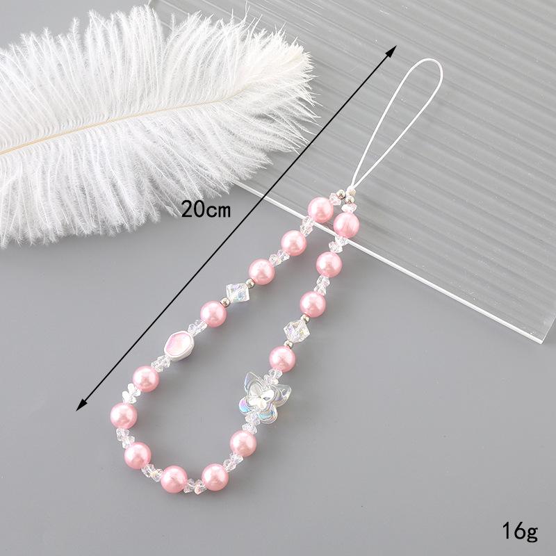 Korean Love Heart Beaded Phone Chain & Keychain Set for Women