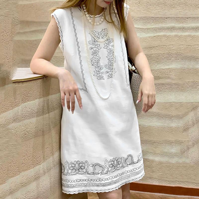 ZANZEA Women Casual Round Neck Summer Sleeveless Print Dress