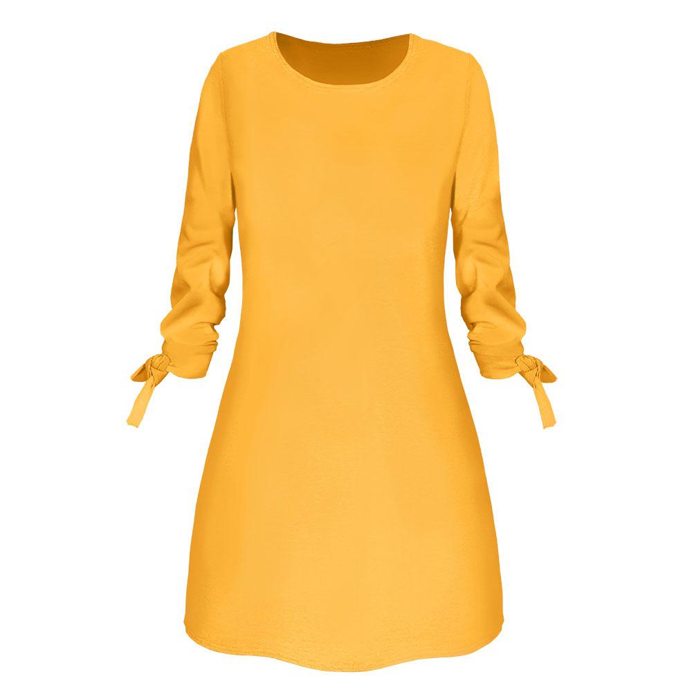 Casual Solid Color O-Neck Dress with Lace for Spring, Summer, and Autumn