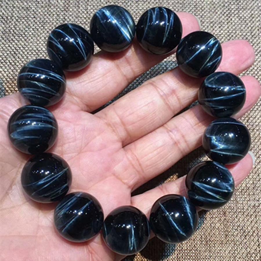 18mm Natural Blue Tiger 'S Eye Bracelet Jewelry For Women Men Healing Crystal Round Beads Stone Reiki Gemstone Strands Aaaaa