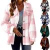 Autumn Thick Plaid Plush Loose Jacket Women Winter Long Sleeve Button Down Cashmere Women Jackets Vintage Plus Size Warm Coats Woman with Pocket 24673
