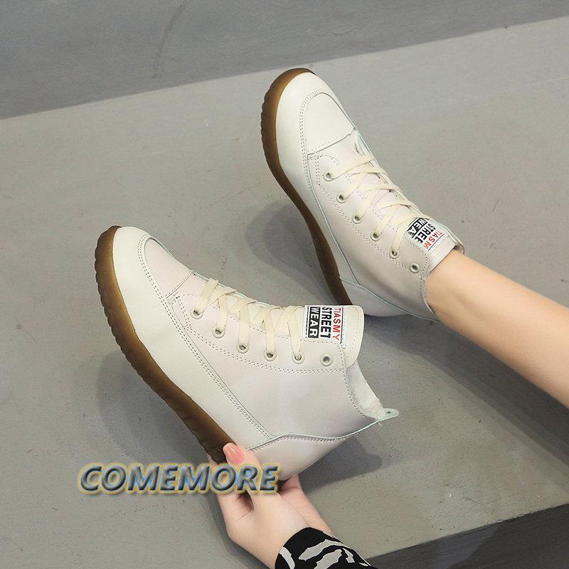 Woman 2024 New Ankle Boots Spring Autumn Short Boots PU Leather Casual Shoes Retro Platform Sneakers Female Footwear Botas Mujer