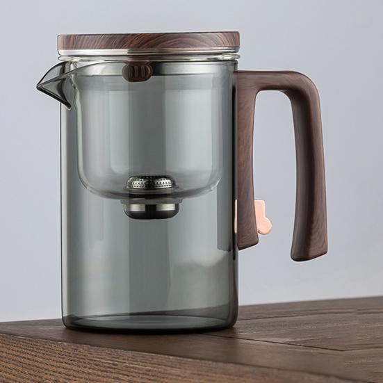 Стеклянный чайник для заваривания 520/720/900 мл с заварочным устройством, деревянной ручкой, термостойким носиком без подтеков, водоотделительным чайником, легко чистящимся для холодной воды