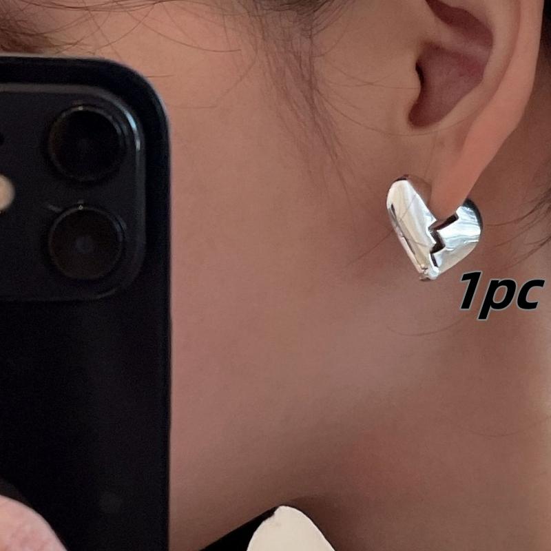 ANENJERY 1 шт. серьги-кольца в форме разбитого сердца для женщин, модные изысканные металлические серьги-обнимашки с геометрическим рисунком, ювелирные аксессуары