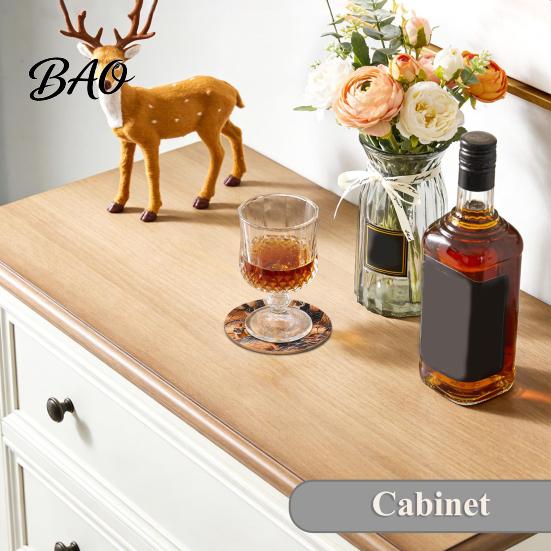 Non-slip Solid Wood Cup Mats Retro Elk/Vinyl Record Coasters, Decorative Wooden Mats, Insulated Table Natural Decor for Home Office Mat, Non