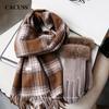 CACUSS Women's Winter Wool Plaid Scarf & Gloves Gift Set