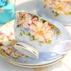 2 Sets Fashion Blue Flowers Bone China Coffee Cup and Saucer with Spoon , European Style Luxurious and Exquisite Ceramic Tea Set