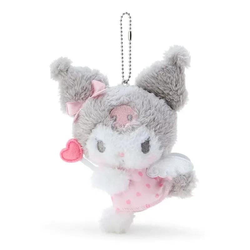 Cute Heart Angel Wings Plush Keychain Pendant Cartoon Cinnamoroll Kuromi Bag Accessories Gift