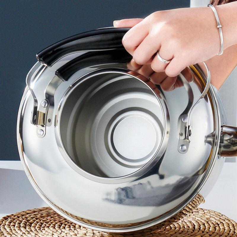 Чайник из нержавеющей стали 304 большой вместимости со свистком для газовых и индукционных плит