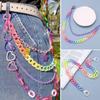 Punk Rock Waist Chain Rainbow Resin Waist Key Chain Fashion Pants Belt Chains for Men Women