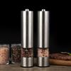 2 шт. электрическая мельница для соли и перца из нержавеющей стали, регулируемый керамический сердечник, прозрачный видимый ручной шлифовальный инструмент для специй, бутылка для приправ, кухонные гаджеты