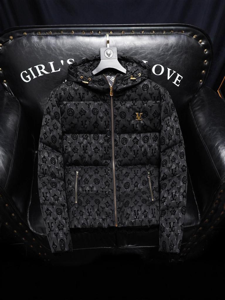 Европейский модный бренд Мужская зимняя толстая куртка с капюшоном и утиным пухом - Легкая роскошь с принтом