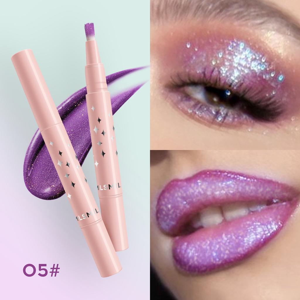 MLSMILE 8-цветная перламутровая кисть для жидких теней для век с мягкой щетиной. Бриллиантовые глянцевые жидкие тени для век, вращающиеся, многофункциональное использование.