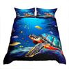 Kids Sea Turtle Duvet Cover Set Queen King Size Ocean Bedding Set Boys Girls Teens Women Men Bedroom Decor 3 Piece Set