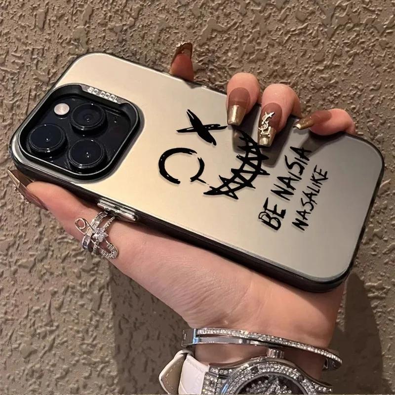 Чехол-бампер с рисунком улыбающегося лица для iPhone 17 16E 16 15 14 Plus 13 12 11 Pro Max Матовый Защитный Ударопрочный Чехол для Телефона