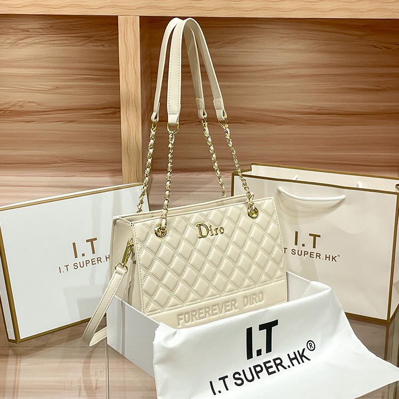 Кожаная вместительная сумка-тоут для поездок на работу, Новая женская высококлассная сумка на цепочке, Одноплечевая сумка через плечо