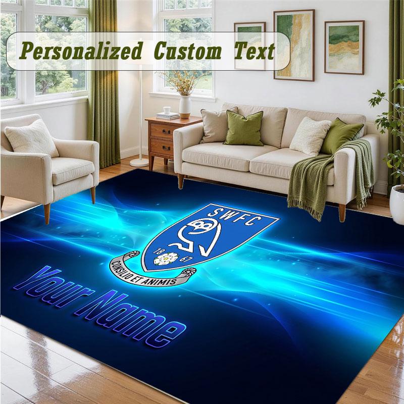 Crystal Velvet Square Rug Custom NameSheffield Wednesday FC Pattern Non Slip Home Floor Decor Rug