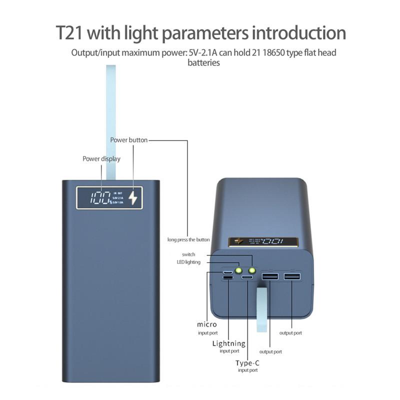 T21 21x18650 фонарик, зарядное устройство, держатель для аккумулятора, чехол «сделай сам», двойной USB 18650, чехол для аккумулятора, организация хранения