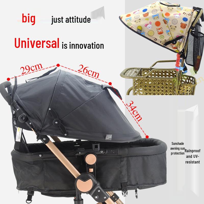 Universal Baby Stroller Sunshade Canopy with Pockets