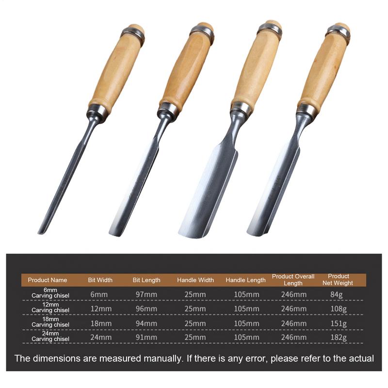 6/12/18/24 мм Полукруглый набор стамесок для деревообработки Резные Сталь Хром-Ванадий Плотницкие Стамески-желобки Инструмент для резьбы по дереву