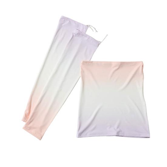 2Pcs/Set Face Guard Sun Protection Oversleeve Set, Ice Silk Cooling Fabric Arm Sleeves with Thumb Buckle Cuffs, Outdoor Cycling Driving Beach Summer
