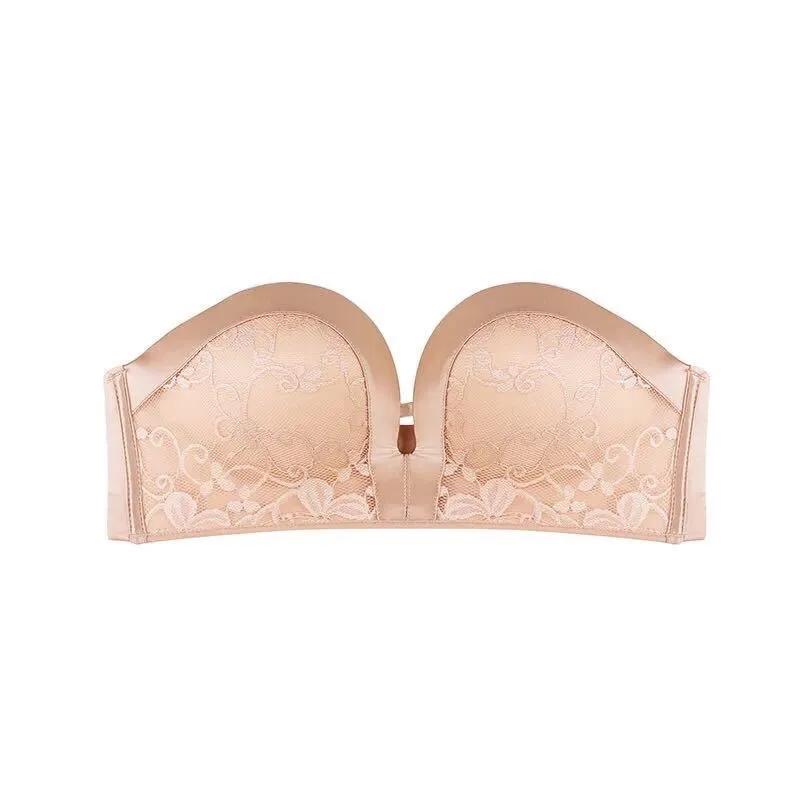 Сексуальный бюстгальтер без бретелек, женский сетчатый кружевной топ, сексуальные бюстгальтеры пуш-ап для женщин, прозрачное нижнее белье, черный нескользящий платье-бюстгальтер