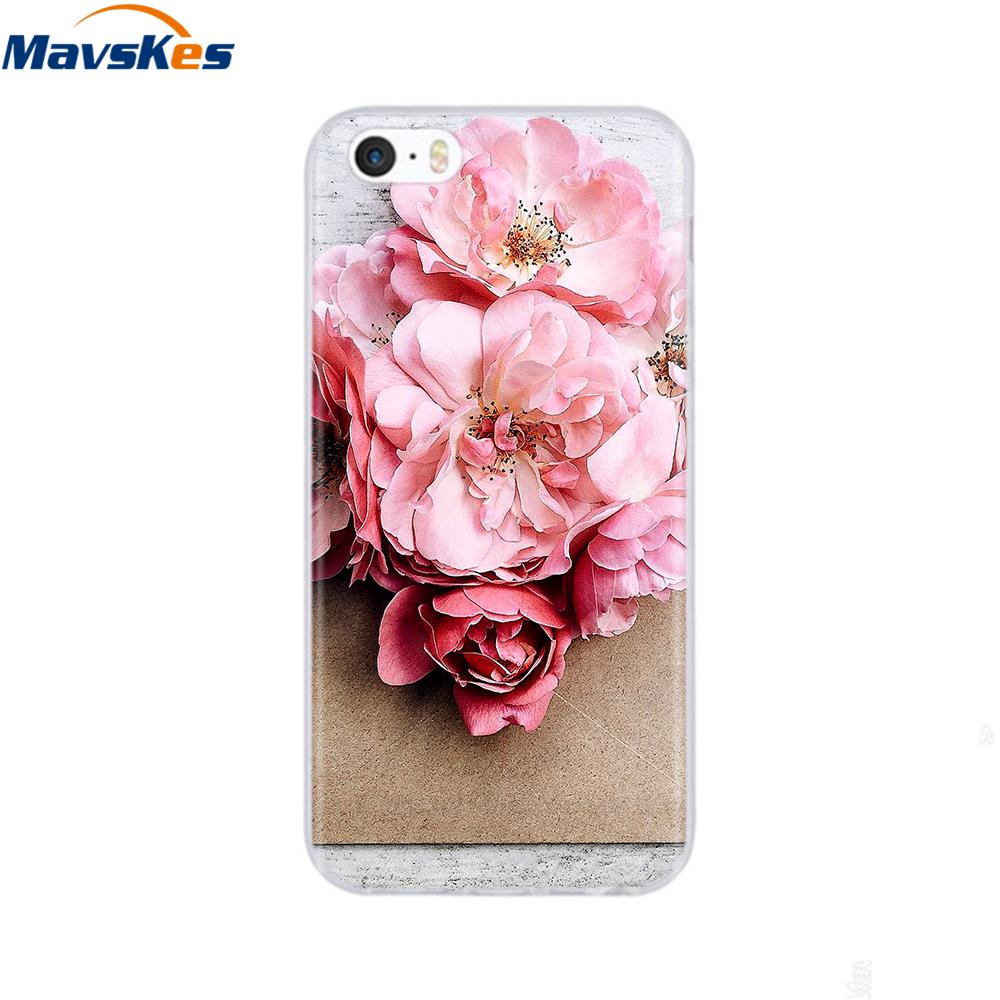 Мягкий чехол из ТПУ для iPhone 4 4s 5 5s SE 6 6s милый мультяшный кот цветок модный силиконовый чехол-бампер для телефона полная защита