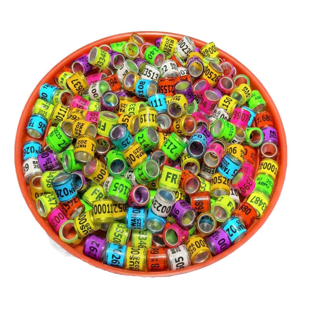 100 шт. Алюминиево-пластиковые кольца для голубей 2025 года с номером и буквой, кольца-знаки для ног птиц, идентификационные круги для летных соревнований, паломники