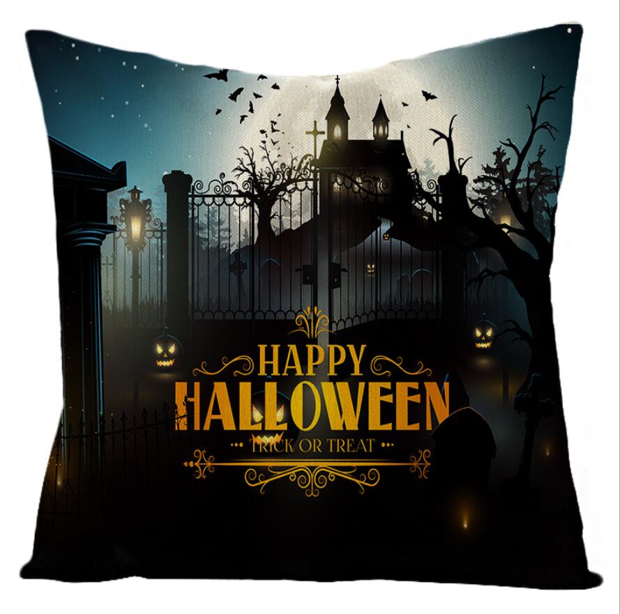 Halloween Night Castle Pumpkin Lantern Series Pillow Case Linen Home Decor Fabric Sofa Pillowcase Comfortable Car Cushion Cover