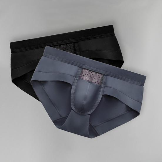 Men Briefs Low Waist Solid Color Breathable Elastic Sweat Absorption Anti-septic Slim Fit