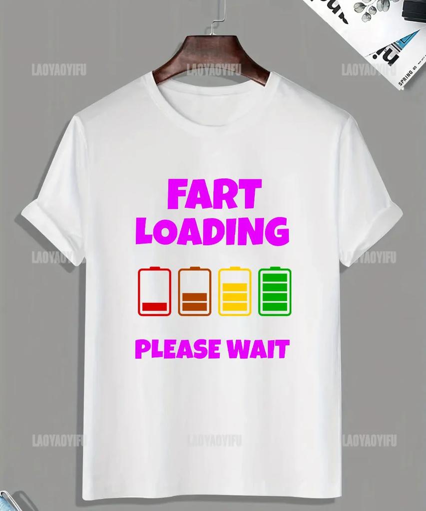 Humor Warning Fart Now Loading Please Stand Back Graphic T-shirt Woman Casual O-neck Loose Tees for Summer Vintage Tops